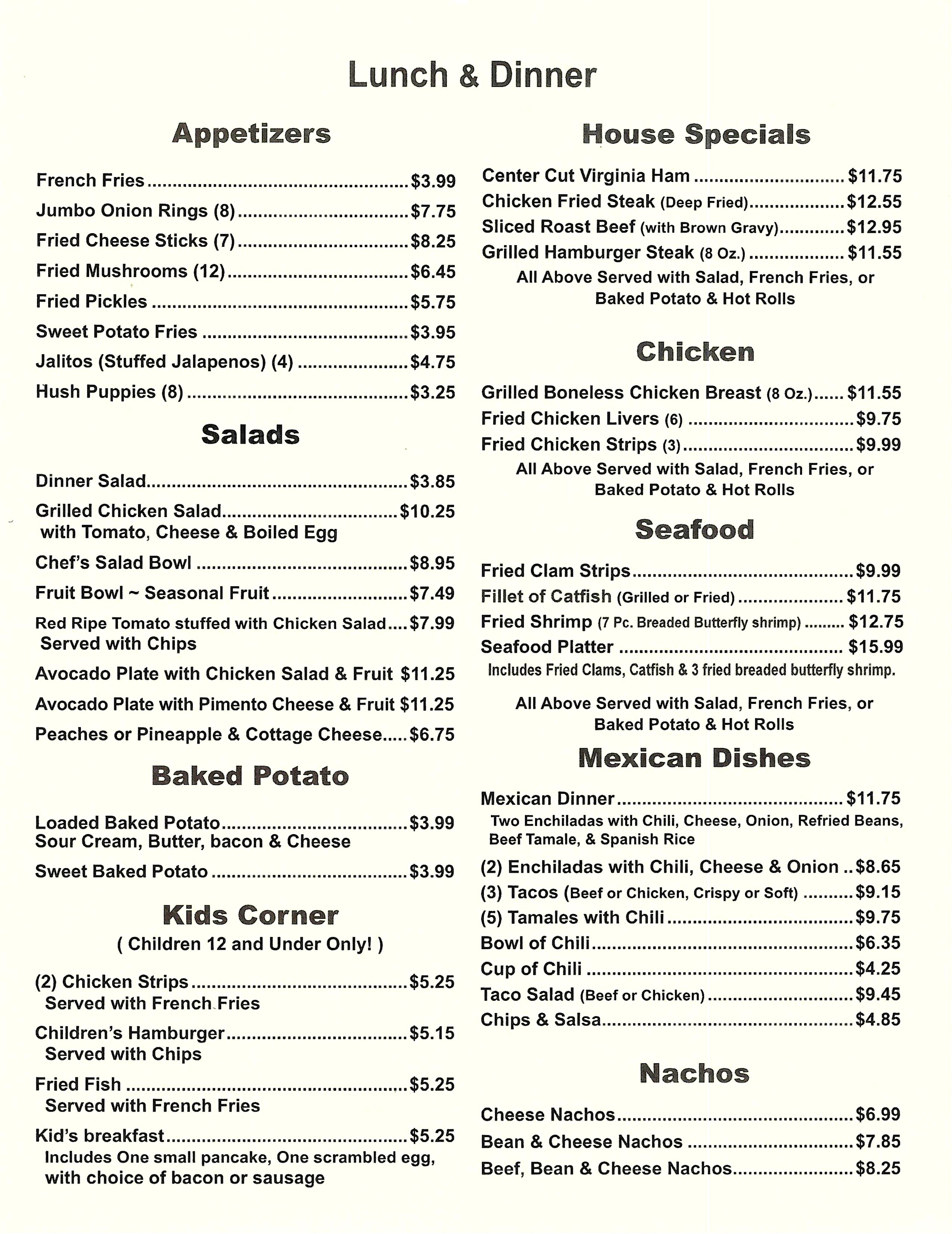 menu